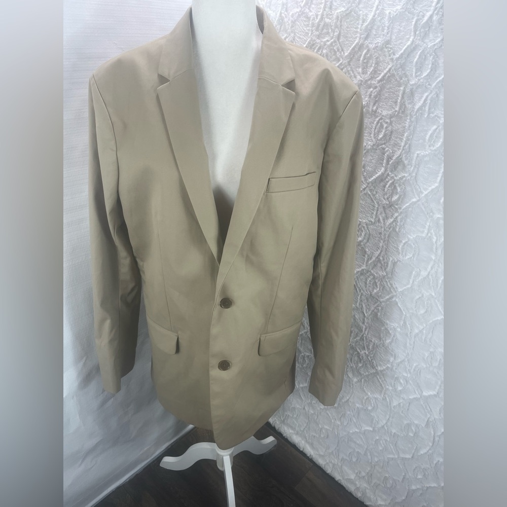 Gap Men’s Tan Blazer Jacket Two Button Front Pockets Chest Pocket Cotton, XL